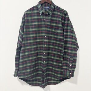 Ralph Lauren Mens Big‎ Shirt Button Down Plaid Cotton Size Large Pony